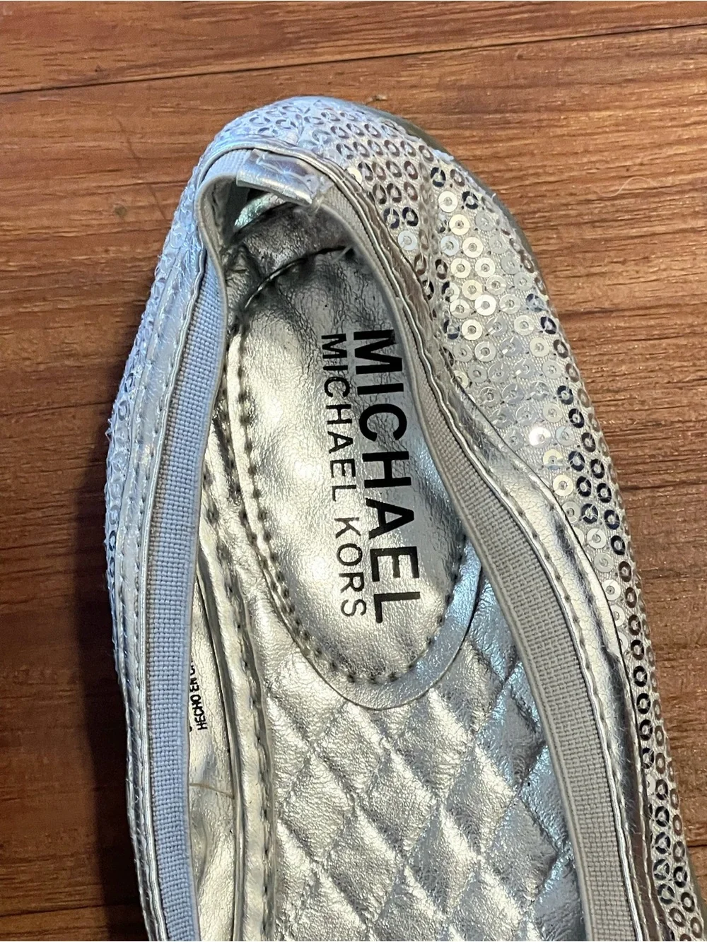 Michael Kors Silver Sequined Girls Ballerina Flats in Size 2